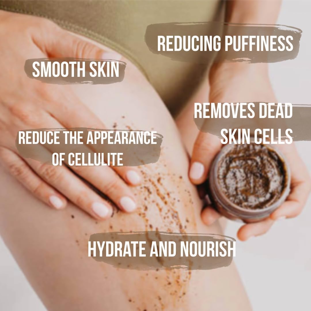 Arabica Coffee Scrub, Moisturizing Exfoliating Face, Body Foot, Hand, Natural Exfoliating for Smooth Skin, Organic Scrub Fights Stretch Marks, Appearance Cellulite, Fine Lines & Wrinkles - View 3 of 7