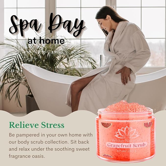 Organic Grapefruit Salt Scrub Moisturize & Soften Skin, Pure Natural Skincare Exfoliator, Shower Scrub For Exfoliating Dead Sea Cells, Body Scrubber & Face Cleanse, Infused Essential Oil & Nutrients - View 2 of 7