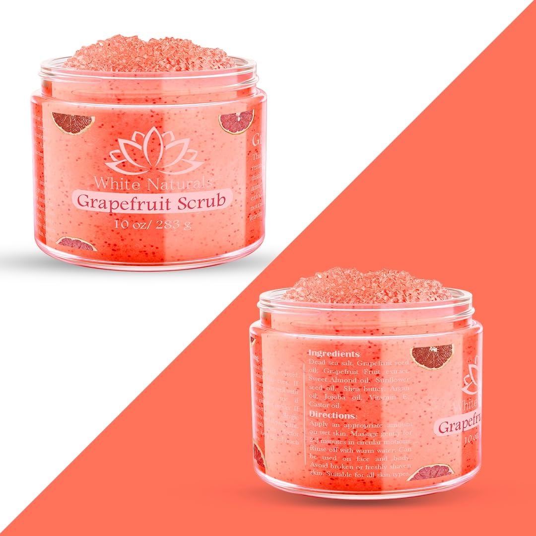 Organic Grapefruit Salt Scrub Moisturize & Soften Skin, Pure Natural Skincare Exfoliator, Shower Scrub For Exfoliating Dead Sea Cells, Body Scrubber & Face Cleanse, Infused Essential Oil & Nutrients - View 5 of 7
