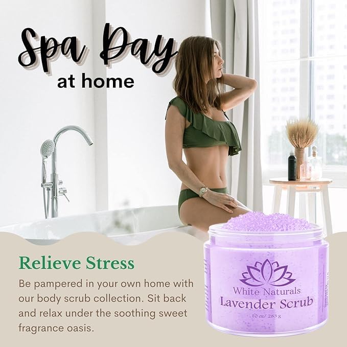 White Naturals Lavender Scrub , Gentle Exfoliating Body Scrub for Super Soft Skin, 100% Organic and Pure Aromatherapy Exfoliate To Cleanse, Detoxify and Smooth. - View 2 of 6