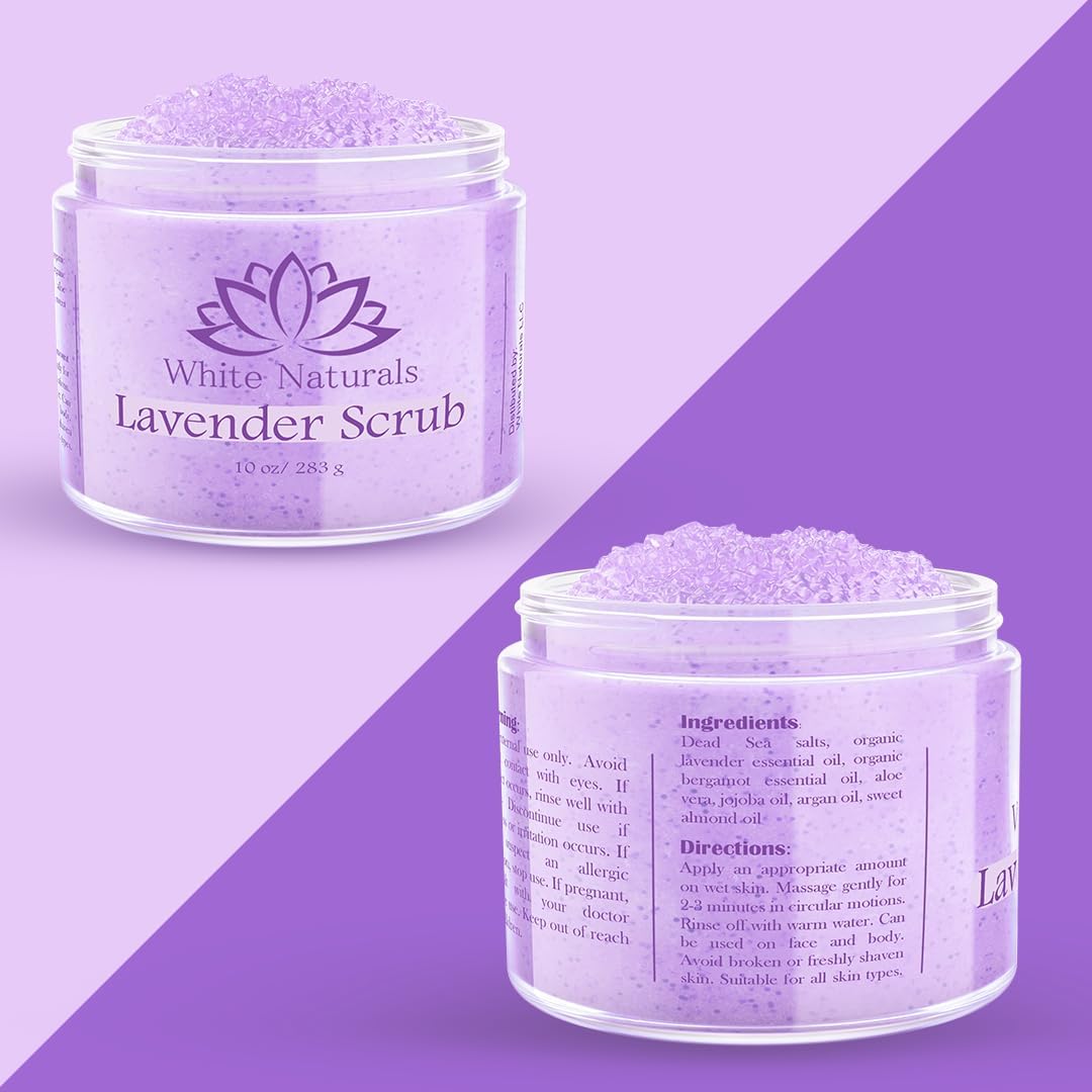 White Naturals Lavender Scrub , Gentle Exfoliating Body Scrub for Super Soft Skin, 100% Organic and Pure Aromatherapy Exfoliate To Cleanse, Detoxify and Smooth. - View 4 of 6