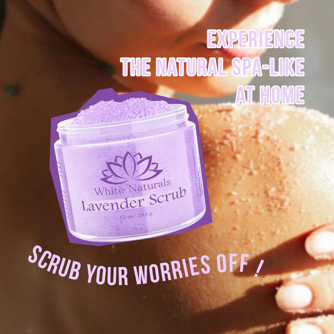 White Naturals Lavender Scrub , Gentle Exfoliating Body Scrub for Super Soft Skin, 100% Organic and Pure Aromatherapy Exfoliate To Cleanse, Detoxify and Smooth. - View 6 of 6