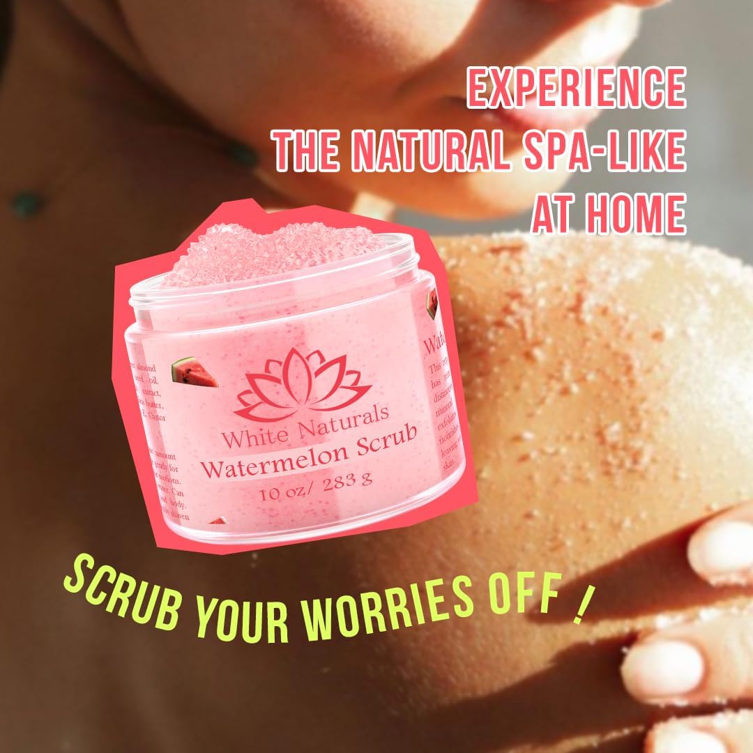 Watermelon Scrub, Exfoliating Bath Body Scrub, Gently Exfoliating Face Scrub for Women with Dead Sea Salt, Shea Butter, Vitamin E and Organic Oils, Cleansing and Nourishing Properties, 10 oz - View 6 of 6