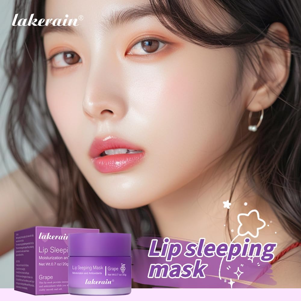 Lip Sleeping Mask, 0.7oz Overnight Lip Mask, Nourish & Hydrate Lip Mask, Lip Balm, Lip Oil, Lip Skin Care for Improves Dryness, Reduce Lip Lines (Lip Sleeping Mask, Grape) - View 7 of 7