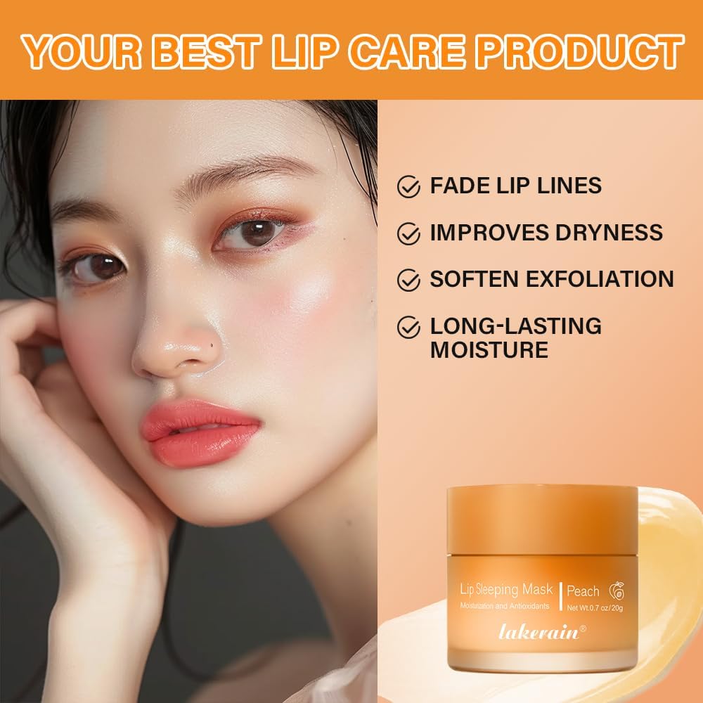 Lip Sleeping Mask, 0.7Oz Overnight Nourish & Hydrate Balm, Oil, Skin Care For Improves Dryness, Reduce Lines (Lip Peach) - View 6 of 7