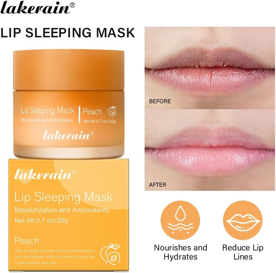 Lip Sleeping Mask, 0.7Oz Overnight Nourish & Hydrate Balm, Oil, Skin Care For Improves Dryness, Reduce Lines (Lip Peach) - View 7 of 7