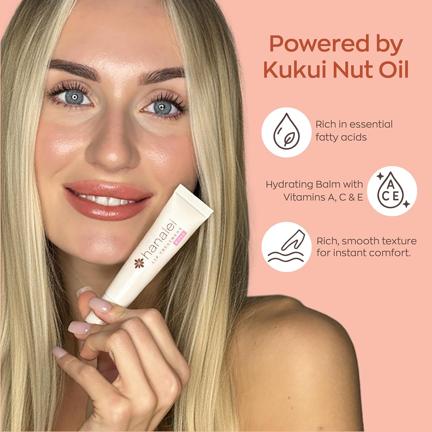 Hanalei Kukui Oil Lip Treatment – Rose Pink, Overnight Balm 15g | Kukui Oil, Shea Butter & Grapeseed Oil, Intensive Overnight Moisturizer, Heals Dry & Cracked Lips, Cruelty-Free - View 2 of 8