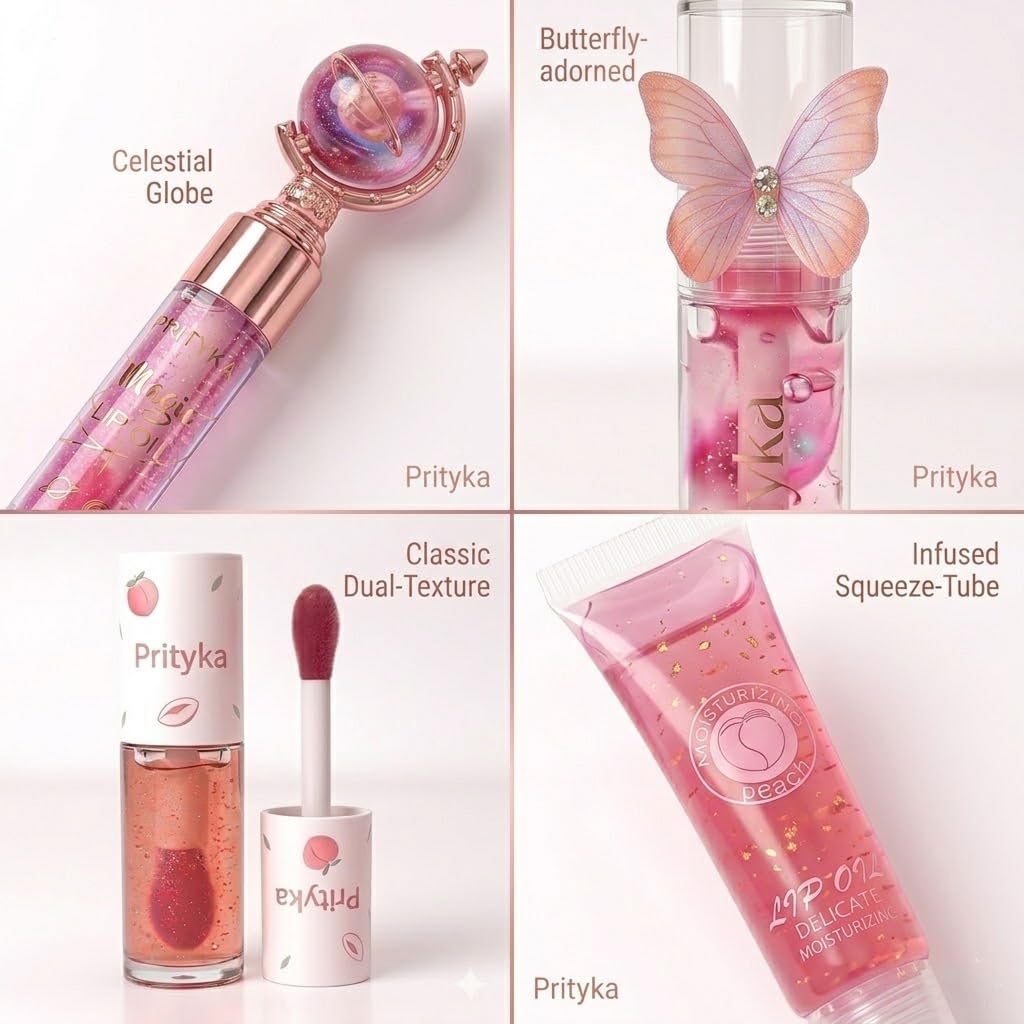 Cute Trendy Lipgloss Combo for Girls – Butterfly Korean Lipgloss, Tube LipGloss & Moisturizing Glob Lip Balm for Dry Lips, Perfect Glossy Finish for Everyday Glam & Gifting | Cute Trendy Lipgloss - View 3 of 7
