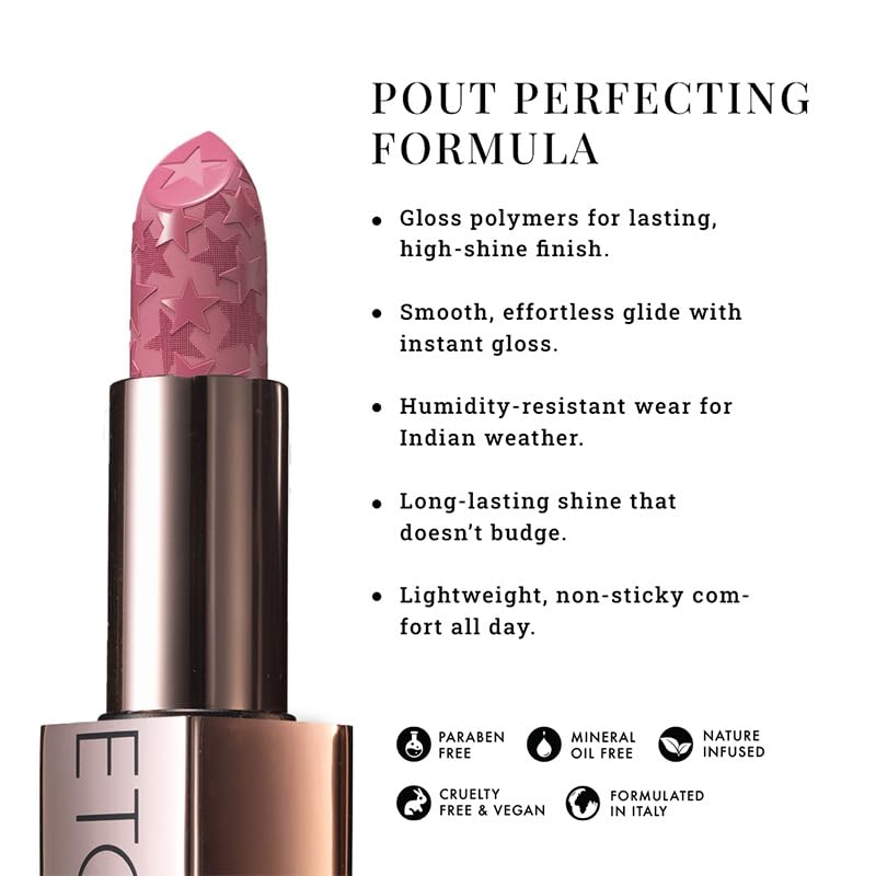 Moisture Shine Lipstick | Get Light Catching Shine | High Gloss, Ultra-Creamy & Rich Payoff | Buildable, Non-Sticky Finish | Vegan & Paraben Free | Pretty Please | 4g - View 3 of 5