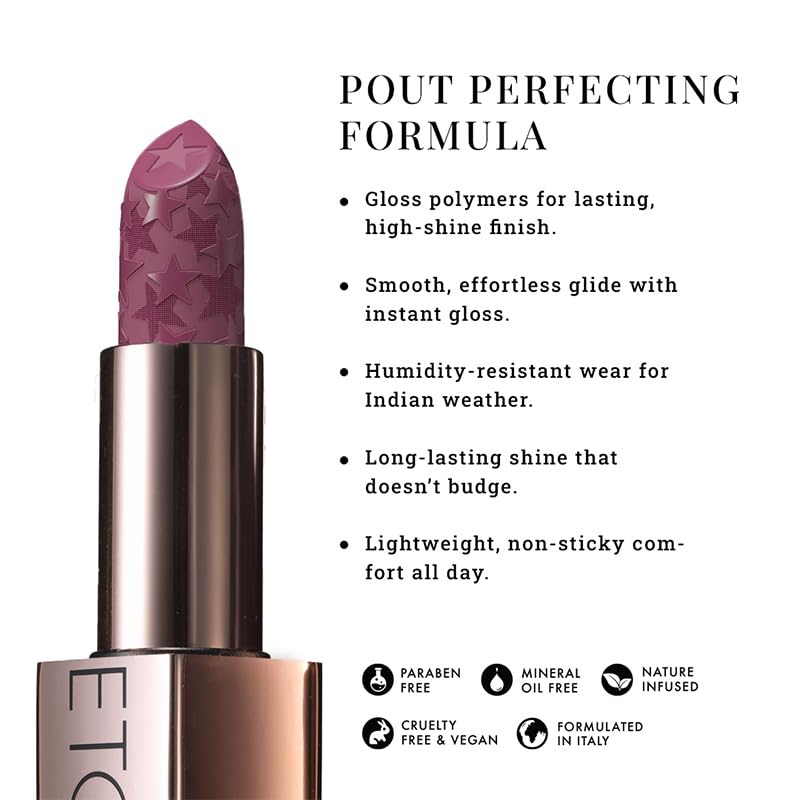 Moisture Shine Lipstick | Get Light Catching Shine | High Gloss, Ultra-Creamy & Rich Payoff | Buildable, Non-Sticky Finish | Vegan & Paraben Free | Festive Crush | 4g - View 3 of 5