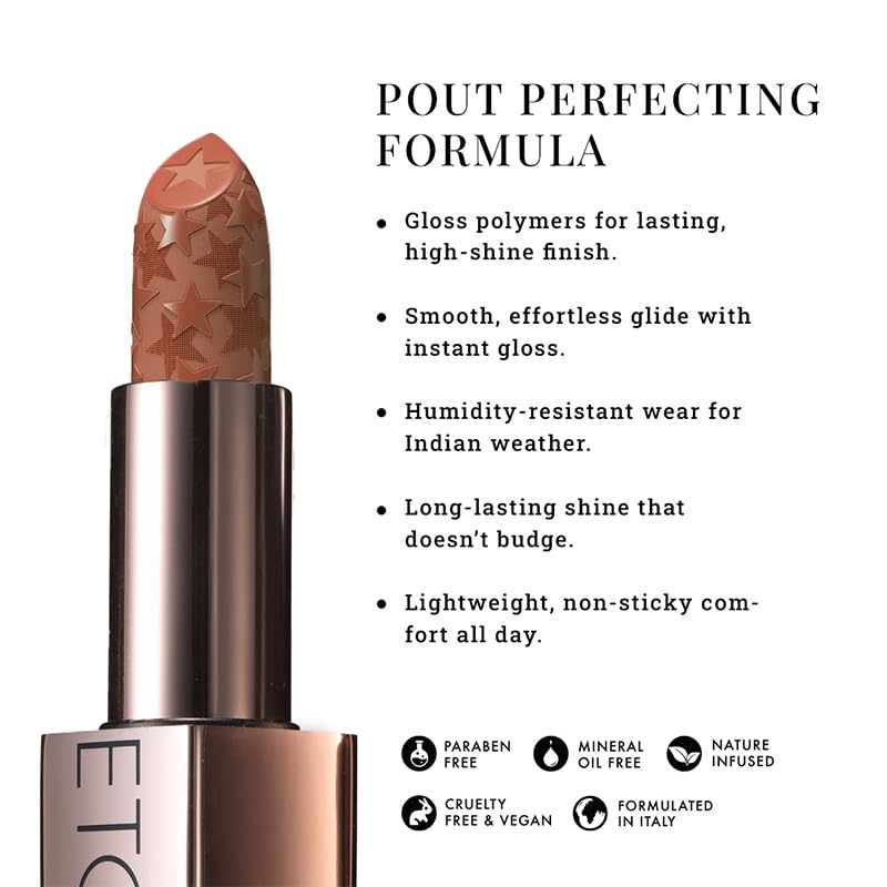 Moisture Shine Lipstick | Get Light Catching Shine | High Gloss, Ultra-Creamy & Rich Payoff | Buildable, Non-Sticky Finish | Vegan & Paraben Free | Velvet Toast | 4g - View 3 of 5