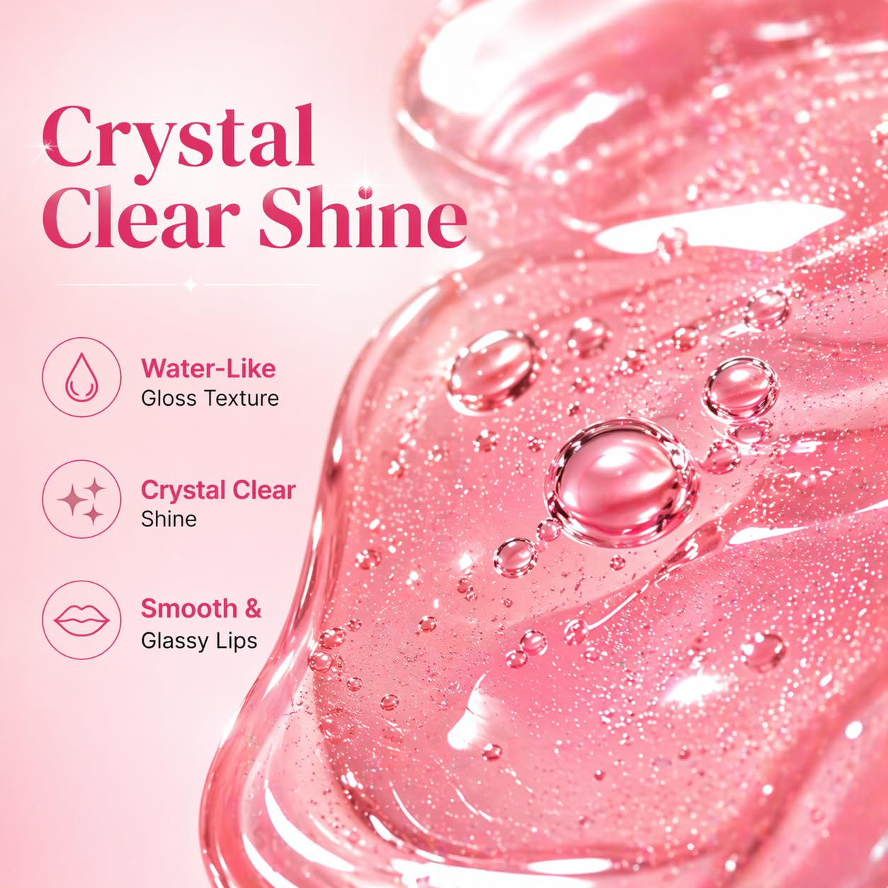 CRAZY GIRL Crystal Lip Gloss Set of 3 | High Shine Hydrating Gloss | Non-Sticky Glossy | Long Lasting Moisturizing for Women & Girls | Natural Pink, Coral & Red Shades (Set of 3 A) - View 2 of 4