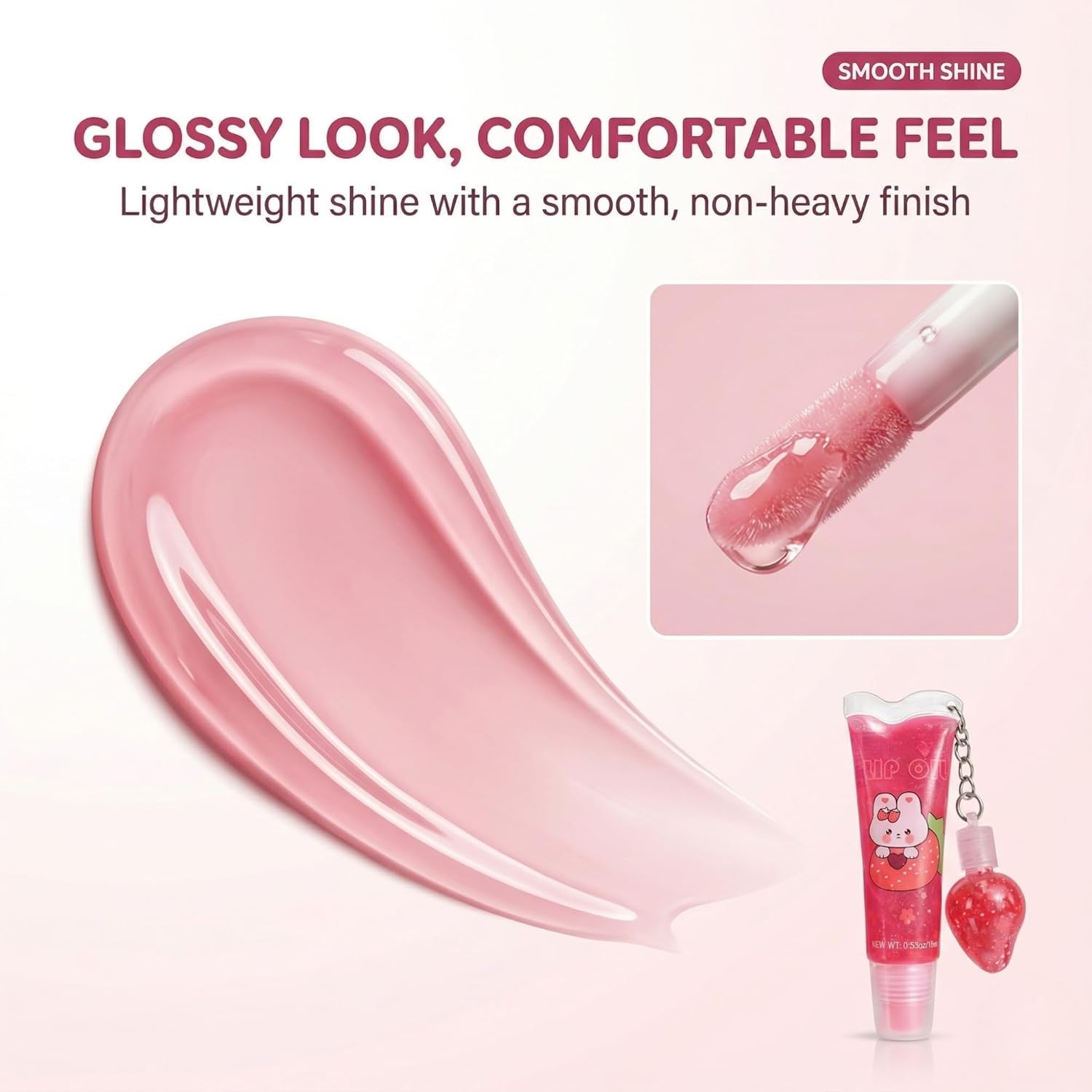 2 in 1 Cute Tube Design Lip Gloss Keychain for Soft & Nourished Lips - Highly Pigmented Lip Gloss for Girls - Perfect Lipgloss Women Accessory - View 6 of 7