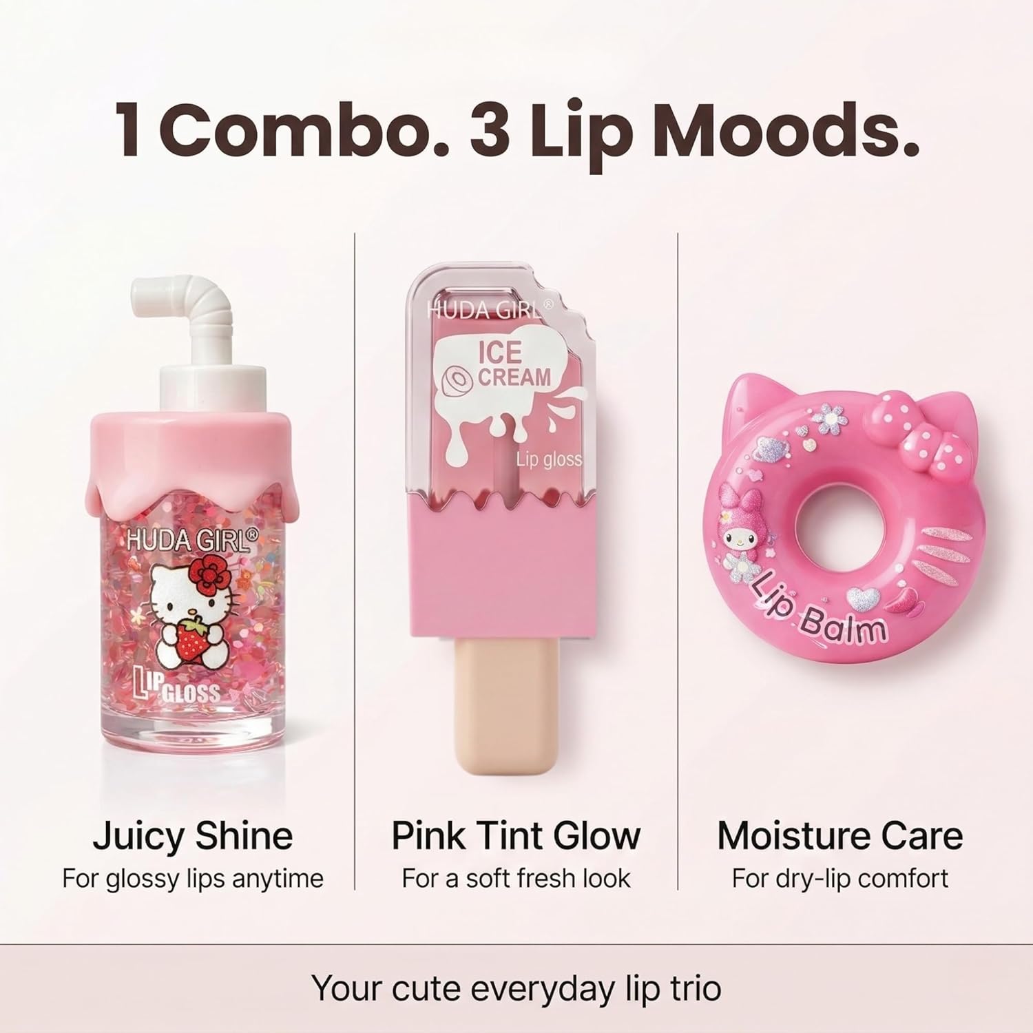 Lip Gloss Combo for Girls, Ice Cream Tint | Juice LipGloss, Moisturizing Lip Balm for Dry, Perfect Glossy Finish, Everyday Glam, Gifting - View 4 of 7