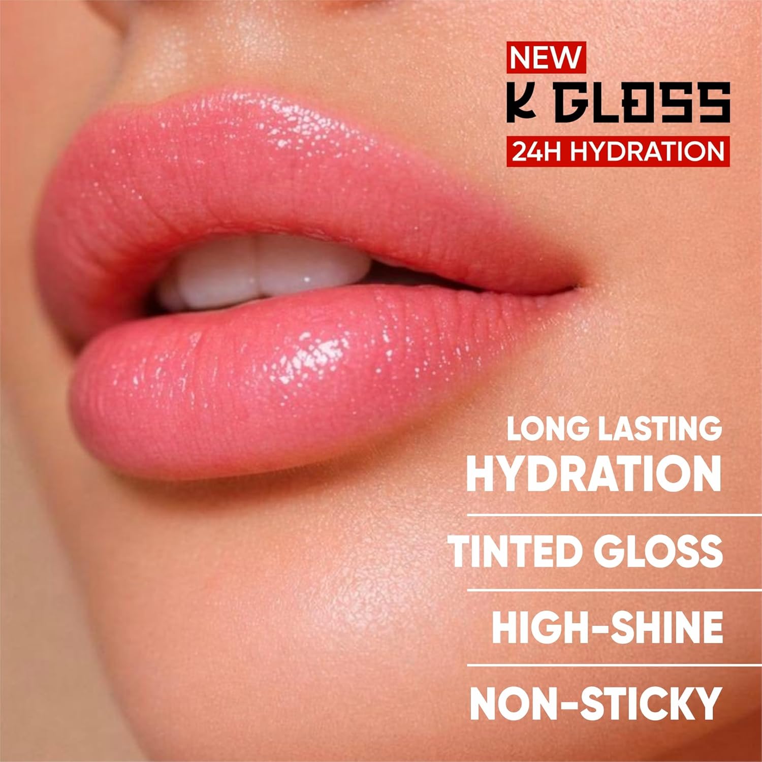 Glam Fam K Gloss Lip Gloss, 24H Hydration, Tinted High-Shine, Non-Sticky, Long Lasting (Pink) - View 4 of 5