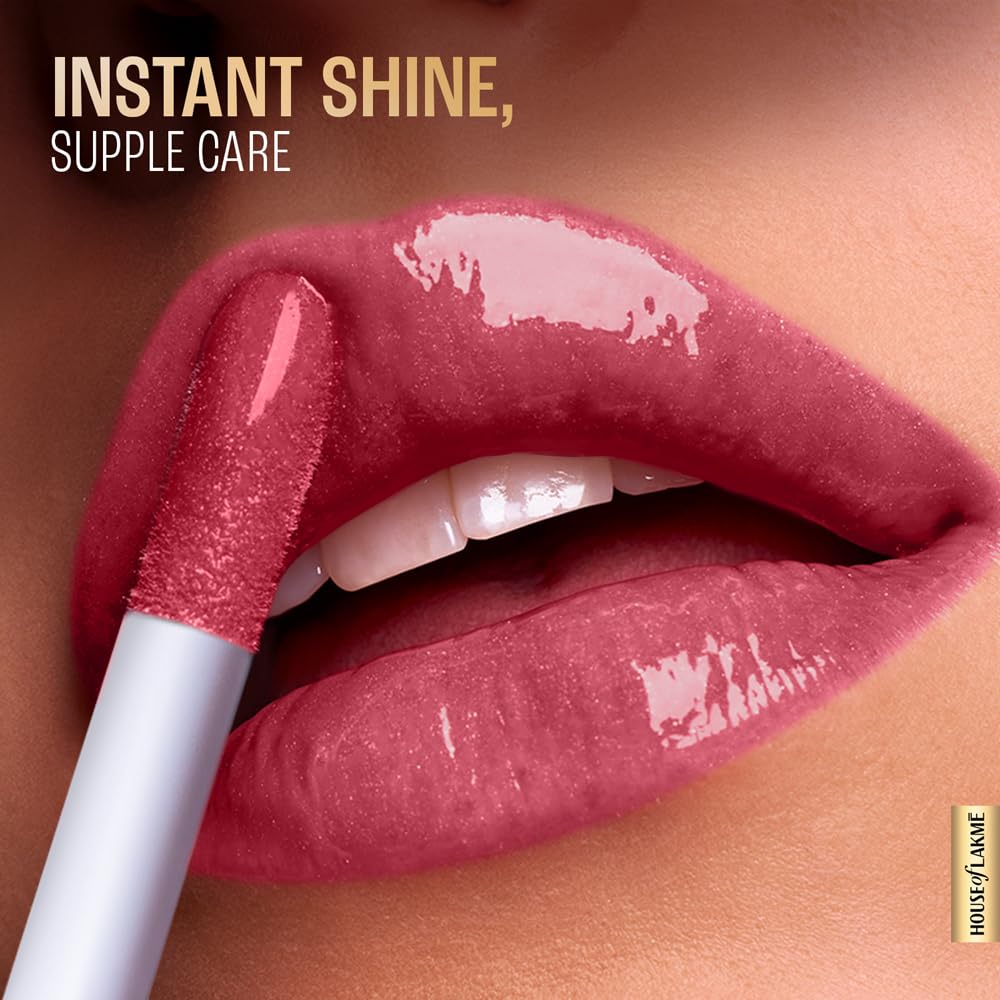 LAKMÉ LAKM LAKME SuperglowVIT C, Glossy Glass Shine Lip Gloss, PechyNudeC2, for Lustrous and Nourished Lips, with Vitamin C & E, High Formula, Reduces Fine Lines, Women | Red - View 3 of 7