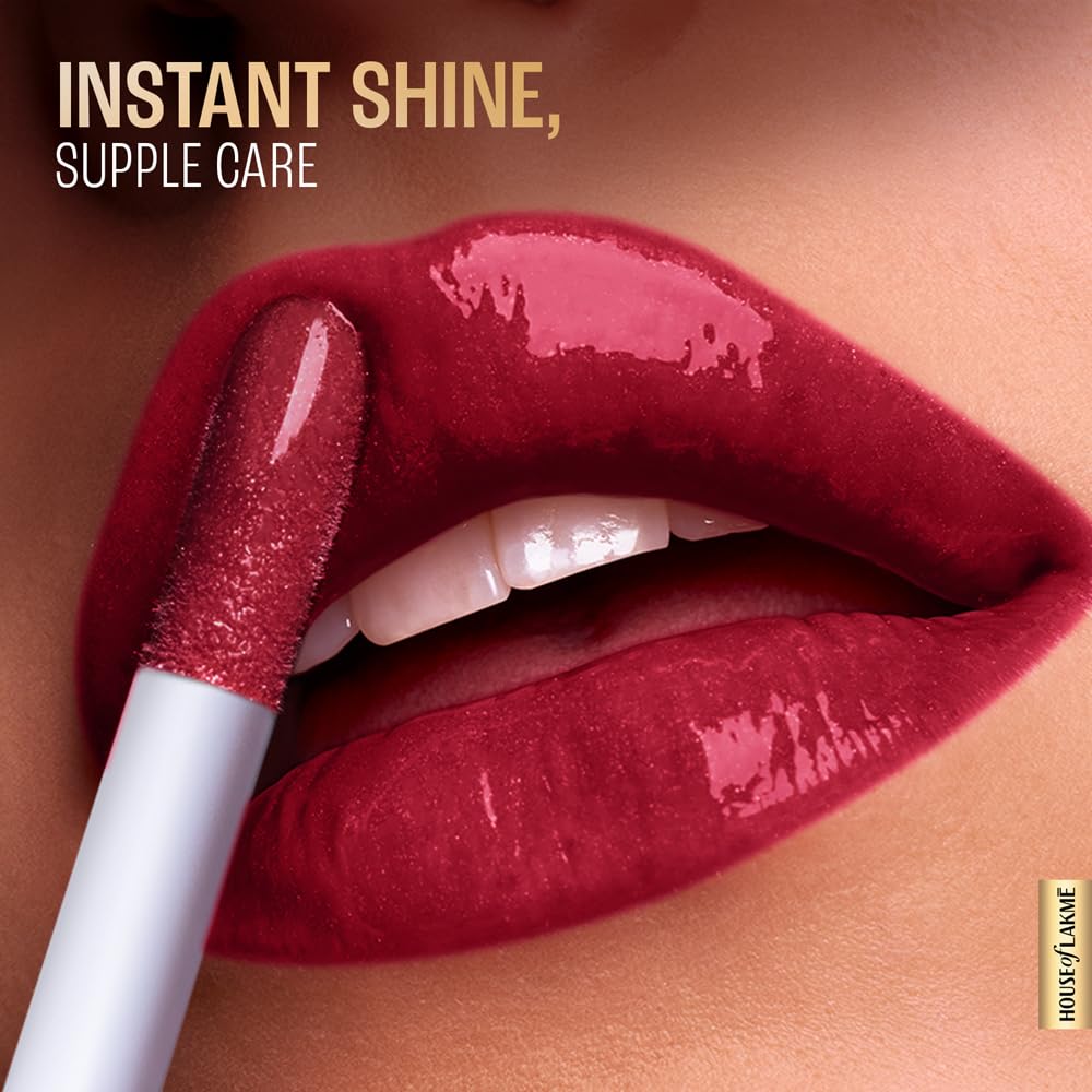 LAKMÉ LAKM LAKME SuperglowVIT C, Glossy Glass Shine Lip Gloss, CherryRedC3, 6 ml, for Smooth and Radiant Lips, with Vitamin C E, High Finish, Women | Ml Red - View 6 of 9