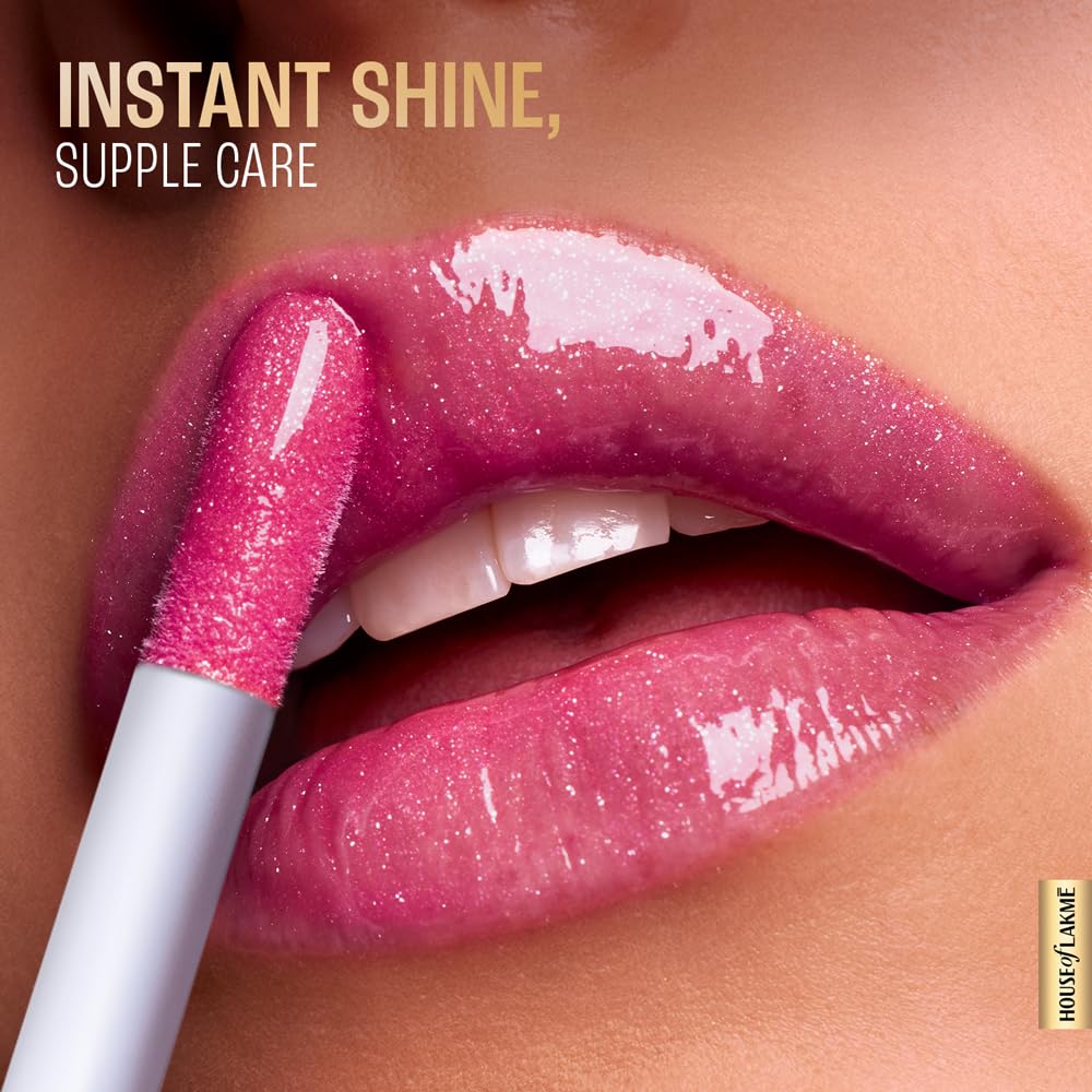 LAKMÉ LAKM LAKME SuperglowVIT C, Glossy Glass Shine Lip Gloss, InstaPinkC1, 4 ml, for Supple and Lips, with Vitamin C E, Finish, Hydrates Enhances Appearance | Ml - View 4 of 7