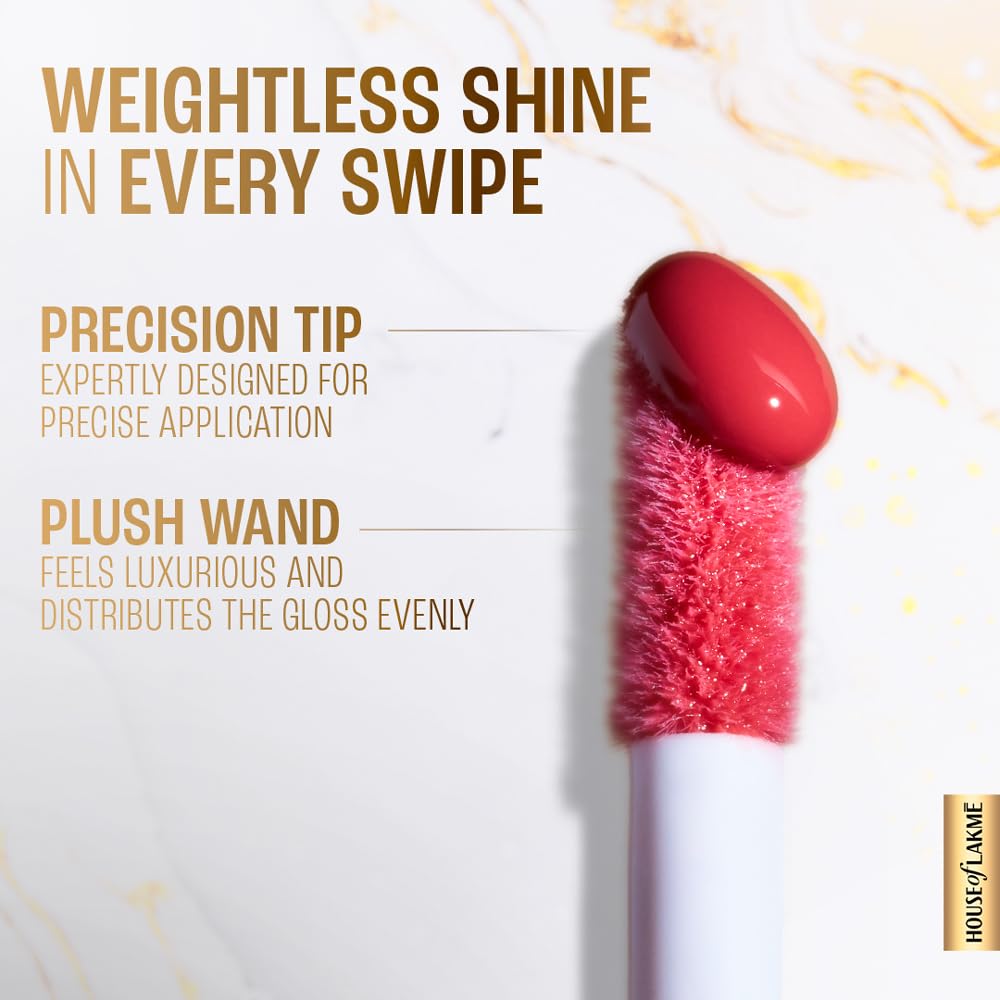 LAKMÉ LAKM LAKME SuperglowVIT C, Glossy Glass Shine Lip Gloss, PearlC5, 5 ml, for Hydrated and Lips, with Vitamin C E, Finish, Nourishes & Reduces Fine Lines, Women | Ml Red - View 6 of 8