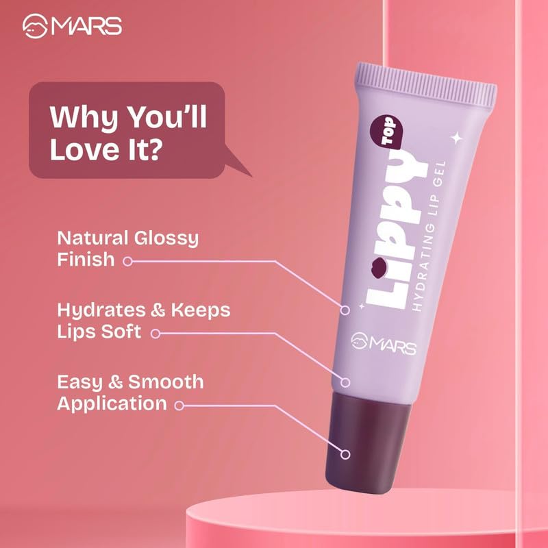 MARS Lippy Top Hydrating Lip Gel (10ml) (06-TOASTY RAISIN) | Nourished With Vitamin-E & Shea Butter | Long Lasting Hydration | Glossy Finish | Easy to Apply - View 8 of 8