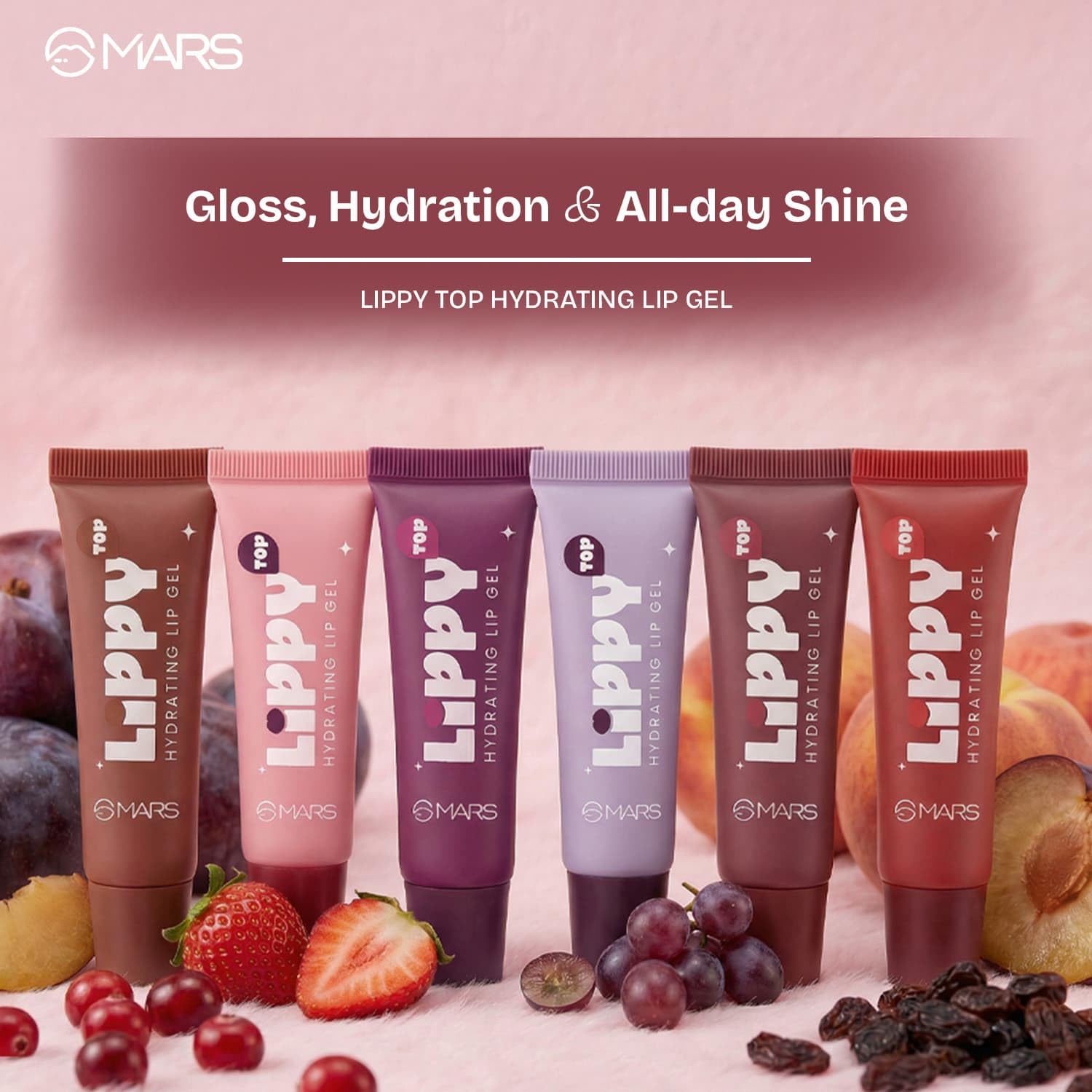 MARS Lippy Top Hydrating Lip Gel (10ml) (01-PLUMPY GRAPES) | Nourished With Vitamin-E & Shea Butter | Long Lasting Hydration | Glossy Finish | Easy to Apply - View 6 of 8