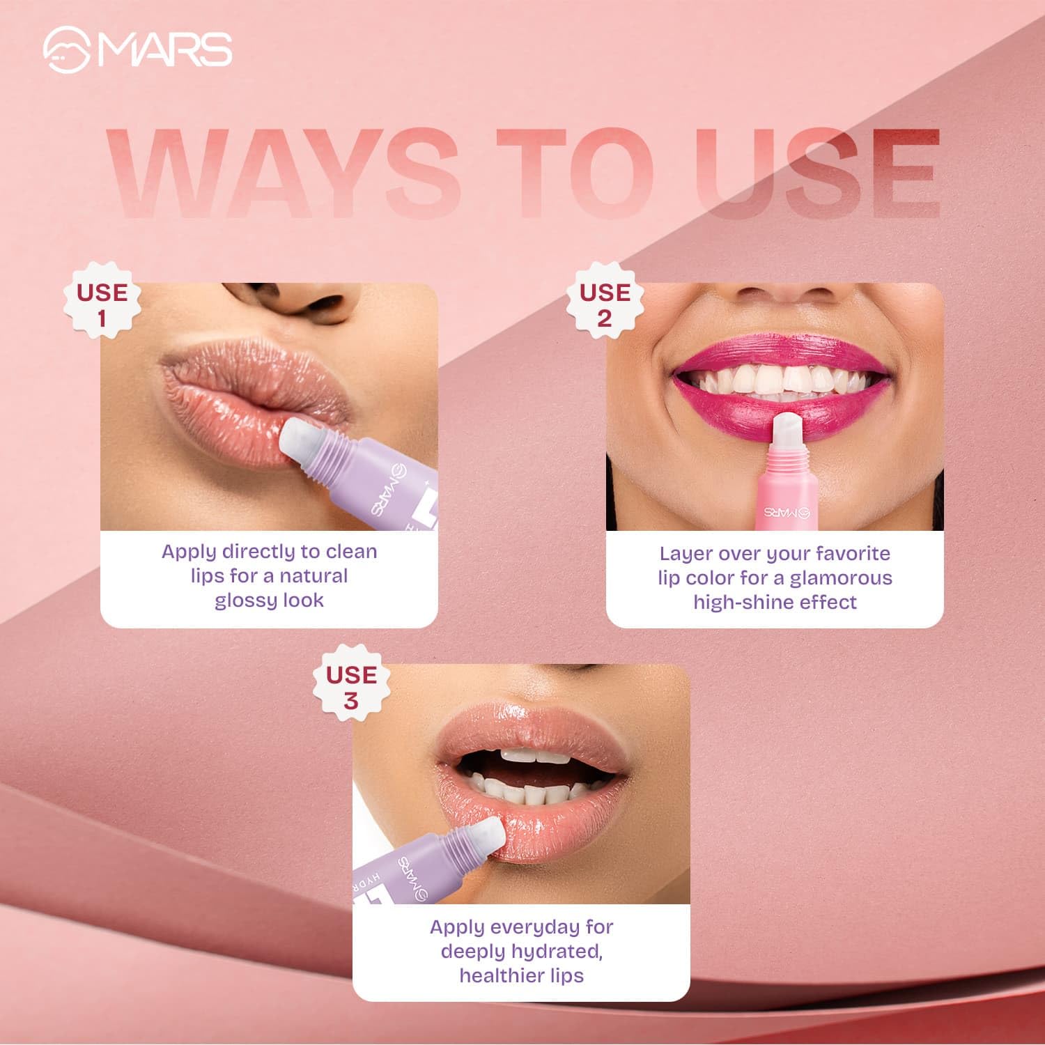 MARS Lippy Top Hydrating Lip Gel (10ml) (02-JUICY STRAWBERRY) | Nourished With Vitamin-E & Shea Butter | Long Lasting Hydration | Glossy Finish | Easy to Apply - View 4 of 8