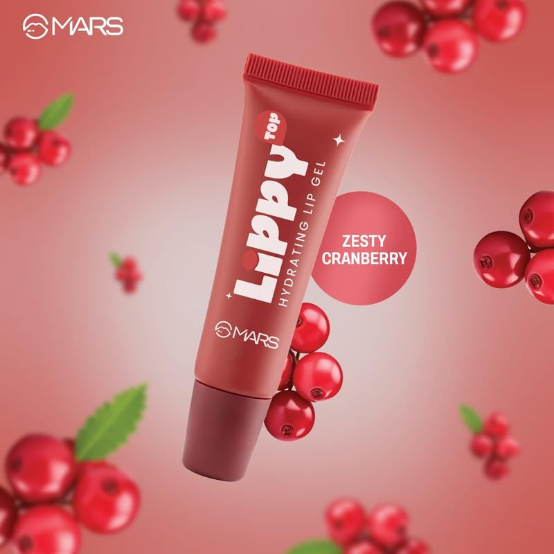 MARS Lippy Top Hydrating Lip Gel (10ml) (04-ZESTY CRANBERRY) | Nourished With Vitamin-E & Shea Butter | Long Lasting Hydration | Glossy Finish | Easy to Apply - View 2 of 8