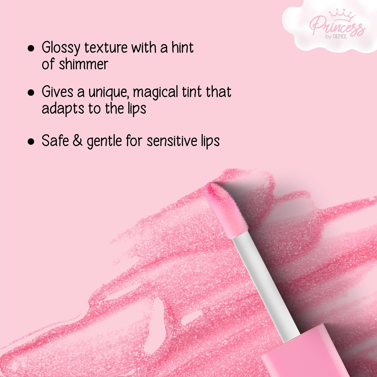 Princess By RENEE Sugar Sparkles Colour Changing Lip Gloss | For Pre-Teens | PH-Activated | Lightweight | Non-sticky & Non-Drying Formula with Shimmery Effect | For Soft & Supple Lips | Vitamin E Infused | 4 Ml - View 3 of 6