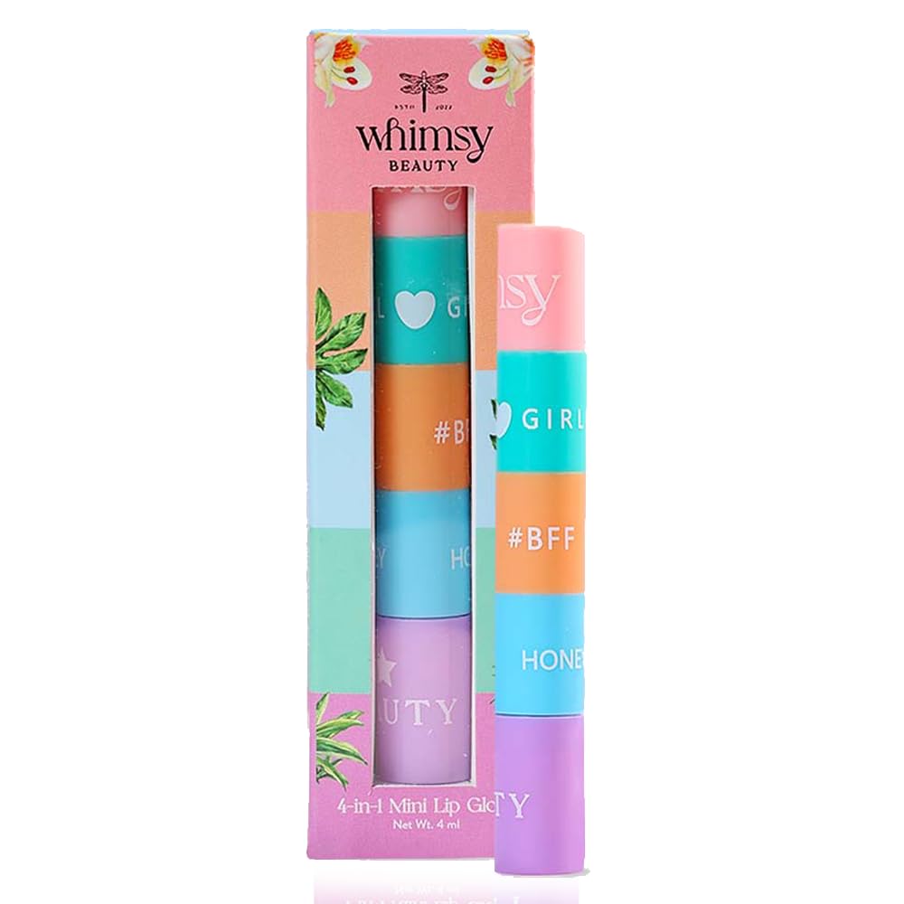 Whimsy Beauty 4-in-1 Mini Lip Gloss for Kids and Pre-Teens | Smooth Non Sticky Shine with Lightweight Texture | Long Lasting Glossy Finish | 4 to 16 Years | Organic, Natural, Chemical Free | 4 ml - Related product