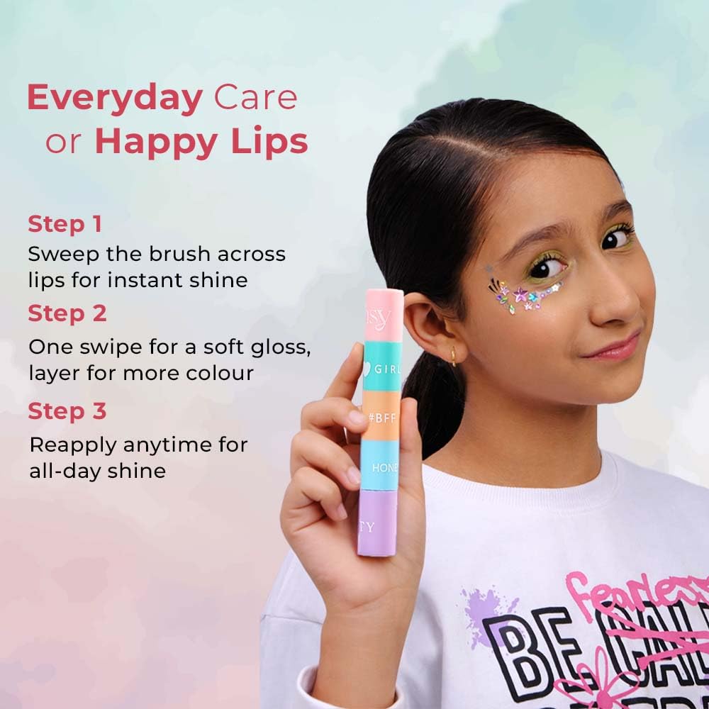 Whimsy Beauty 4-in-1 Mini Lip Gloss for Kids and Pre-Teens | Smooth Non Sticky Shine with Lightweight Texture | Long Lasting Glossy Finish | 4 to 16 Years | Organic, Natural, Chemical Free | 4 ml - View 4 of 6