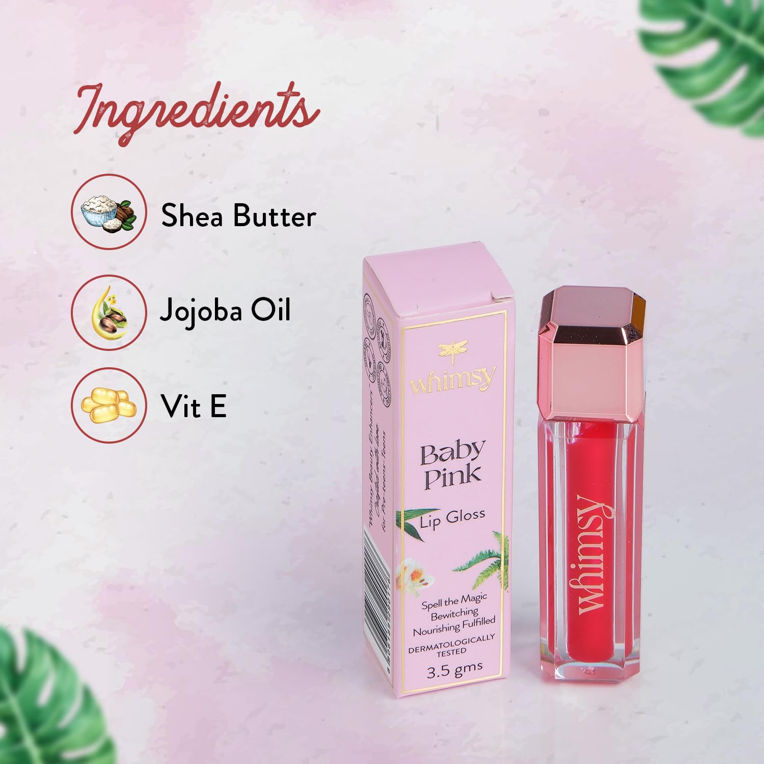 Whimsy Beauty Lip Gloss for Kids and Girls | Non Sticky Lightweight Formula with Hydrating Care | Tinted Gloss with Long Lasting Shine | 4 to 16 Years | Organic, Natural, Chemical Free (Baby Pink) - View 4 of 5