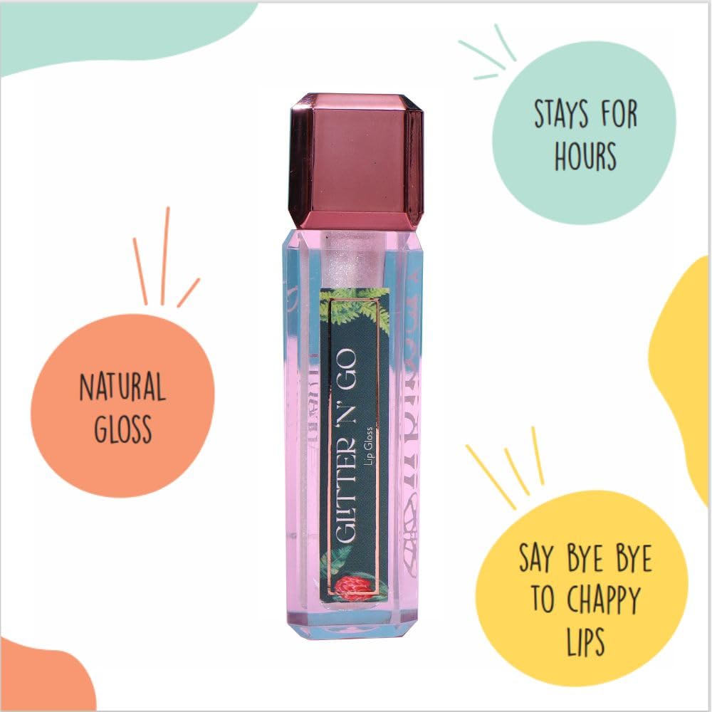 Whimsy Beauty Lip Gloss for Kids and Girls | Non Sticky Lightweight Formula with Hydrating Care | Tinted Gloss for Soft Nourished Lips | 4 to 16 Years | Organic, Natural, Chemical Free (Glitter n Go) - View 3 of 4