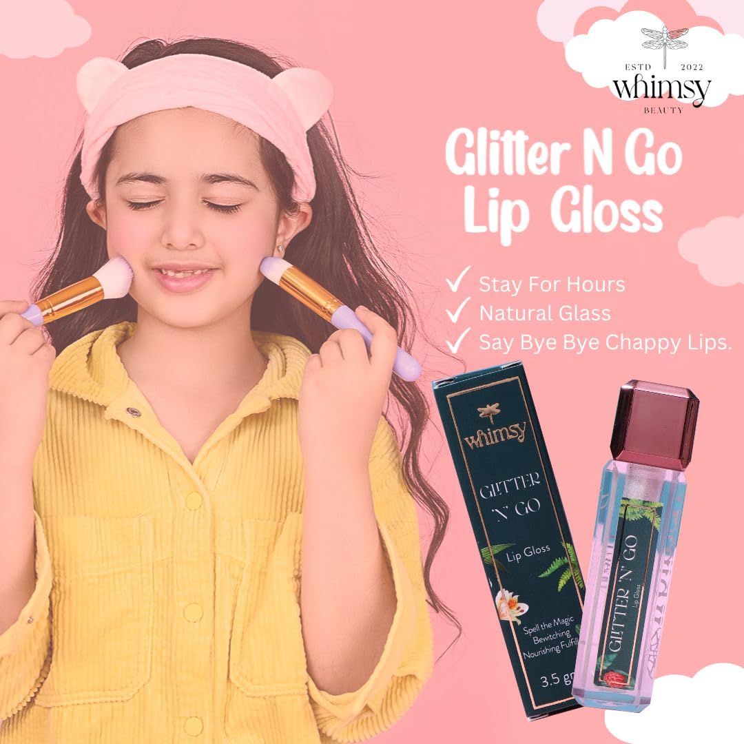 Whimsy Beauty Lip Gloss for Kids and Girls | Non Sticky Lightweight Formula with Hydrating Care | Tinted Gloss for Soft Nourished Lips | 4 to 16 Years | Organic, Natural, Chemical Free (Glitter n Go) - View 4 of 4