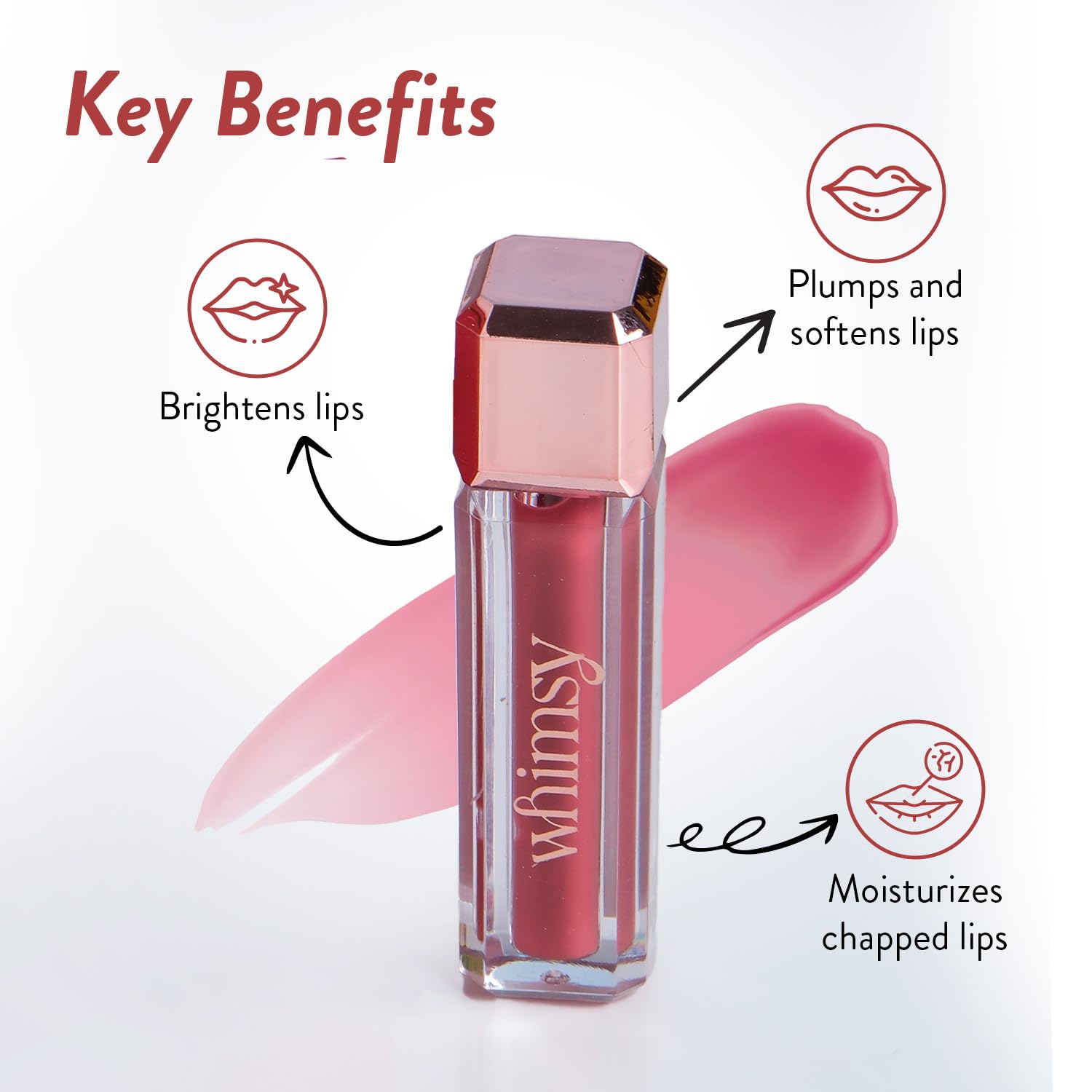 Whimsy Beauty Lip Gloss for Kids and Girls | Non Sticky Lightweight Formula with Hydrating Care | Tinted Gloss for Soft Nourished Lips | 4 to 16 Years | Organic, Natural, Chemical Free (Mauve Pink) - View 2 of 5