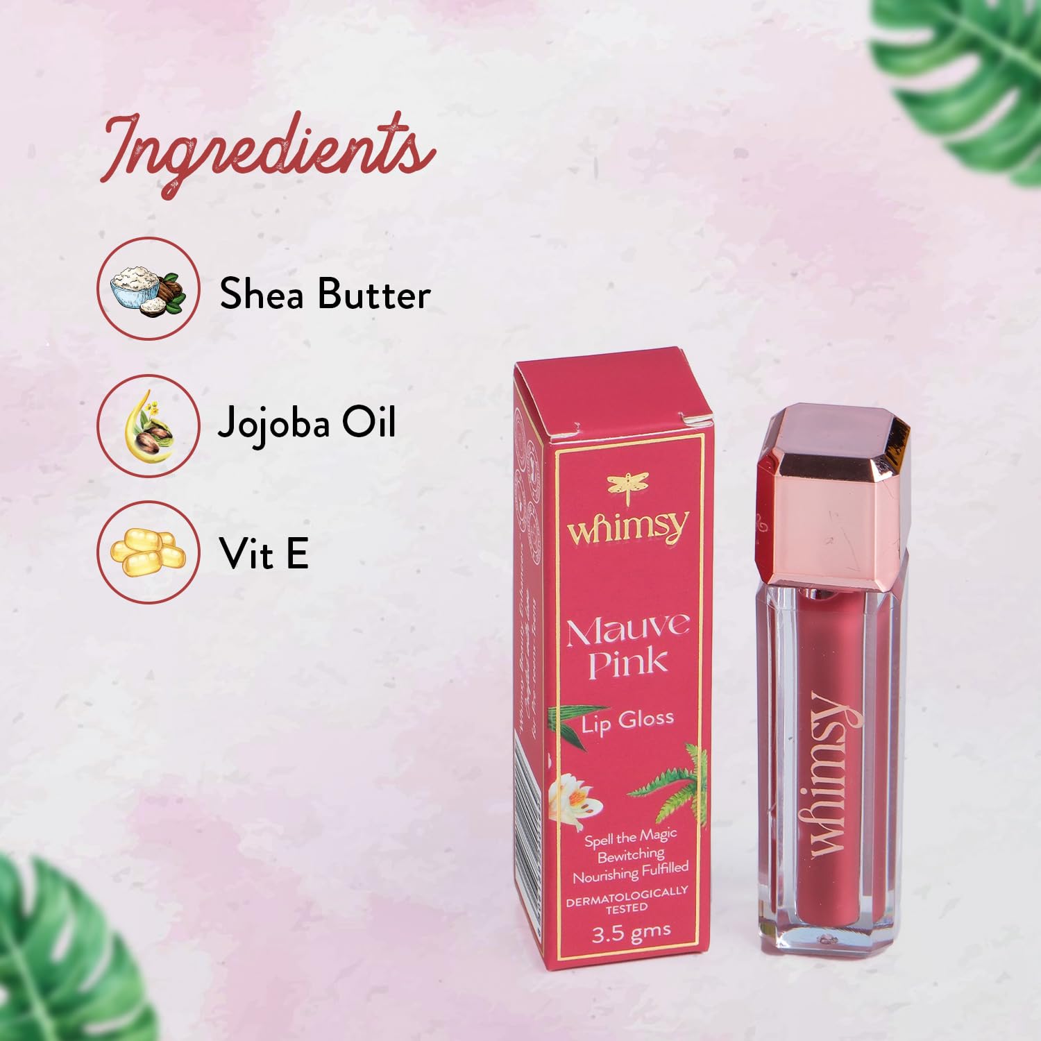 Whimsy Beauty Lip Gloss for Kids and Girls | Non Sticky Lightweight Formula with Hydrating Care | Tinted Gloss for Soft Nourished Lips | 4 to 16 Years | Organic, Natural, Chemical Free (Mauve Pink) - View 4 of 5