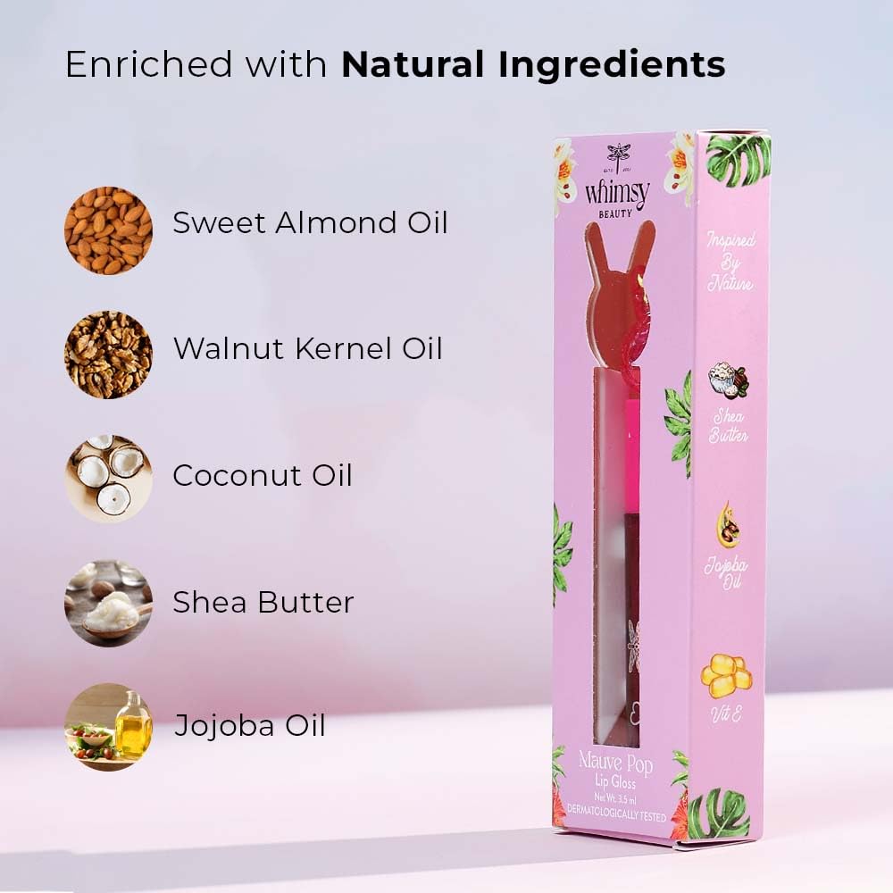 Whimsy Beauty Mauve Sparkle Lip Gloss for Kids and Pre-Teens | Lightweight Non Sticky Formula with Shiny Finish | Long Lasting Glossy Look | 4 to 16 Years | Organic, Natural, Chemical Free | 3.5 ml - View 6 of 6