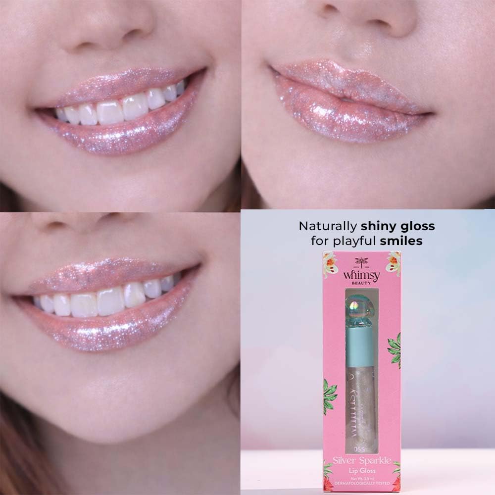 Whimsy Beauty Silver Sparkle Lip Gloss for Kids and Pre-Teens | Lightweight Non Sticky Formula with Shiny Finish | Long Lasting Glossy Look | 4 to 16 Years | Organic, Natural, Chemical Free | 3.5 ml - View 3 of 6