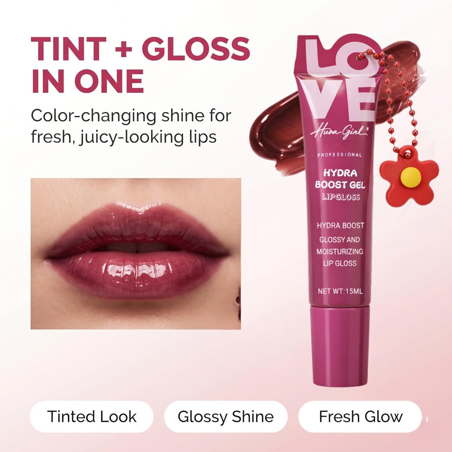Lip Gloss Korean, Cute Duo Lip Gloss For Girls | High Shining | Tinted | Hydrating Lipgloss women Set Of 2 | Korean Beauty Inspired Makeup Lip Tint Gift - View 4 of 7