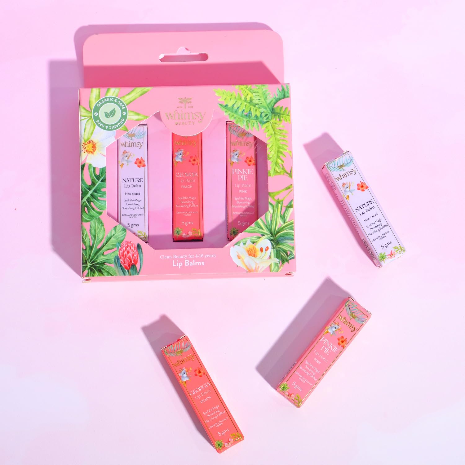 Whimsy Beauty Mini Lipsticks Combo Set for Girls | Hydrating Roll On Lipsticks with Lightweight Comfortable Wear | Ideal Birthday Gift Set | 3 pcs | 4 to 16 Years | Organic, Natural, Chemical Free - View 5 of 5