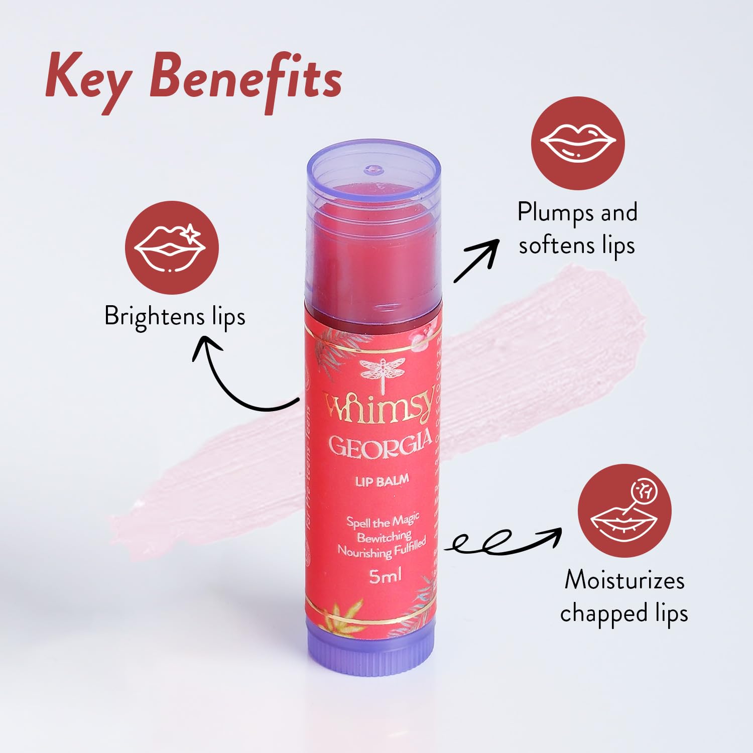 Whimsy Beauty Tinted Lip Balm for Kids, Non-Toxic Lip Balm for Dry and Chapped Lips, Hydrating and Nourishing Lip Care for Smooth Moisturised Lips, (4 to 16 years) Organic, Chemical Free (Georgia) - View 2 of 5