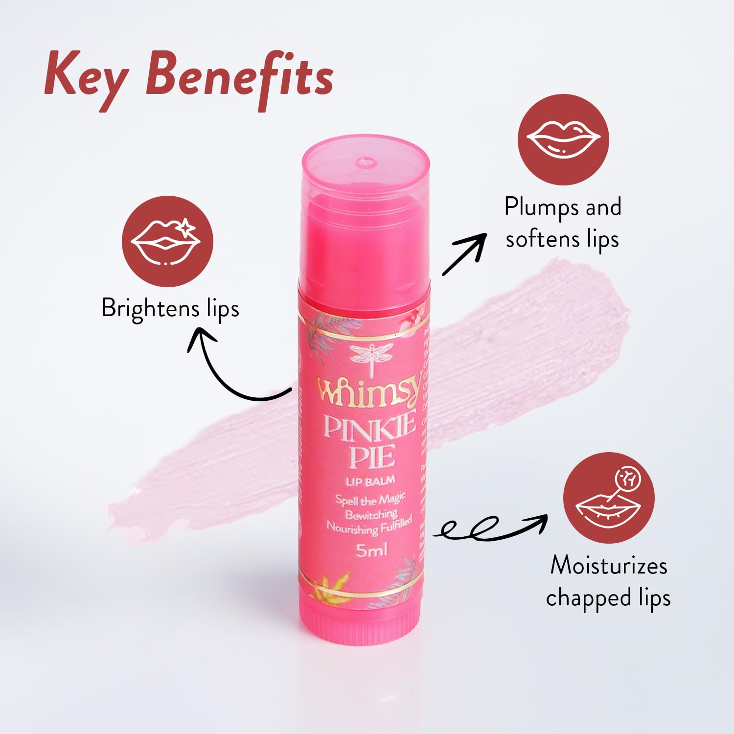Whimsy Beauty Tinted Lip Balm for Kids, Non-Toxic Lip Balm for Dry and Chapped Lips, Hydrating and Nourishing Lip Care for Smooth Moisturised Lips, 4 to 16 years, Organic, Chemical Free (Pinky Pie) - View 2 of 5