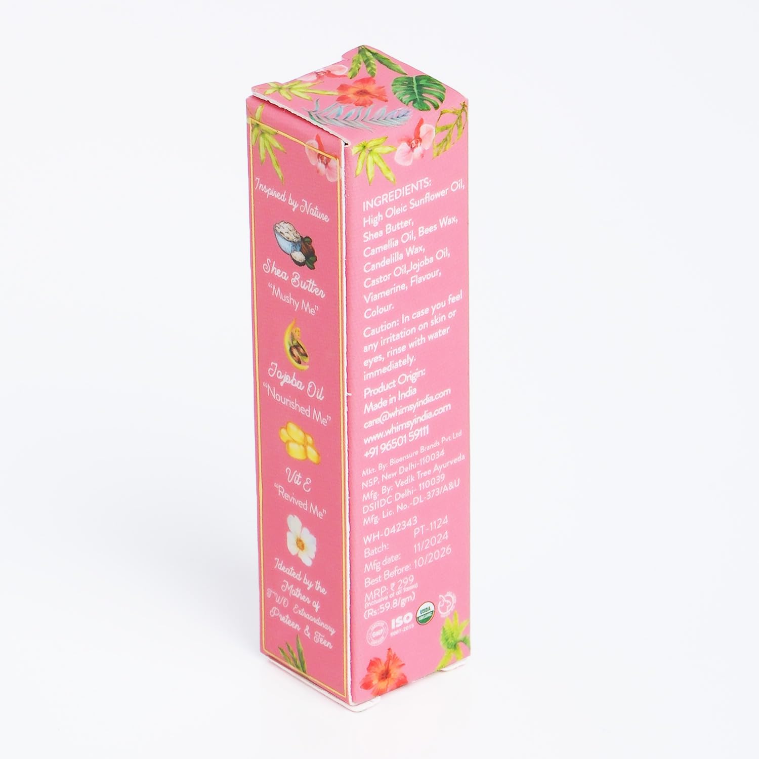 Whimsy Beauty Tinted Lip Balm for Kids, Non-Toxic Lip Balm for Dry and Chapped Lips, Hydrating and Nourishing Lip Care for Smooth Moisturised Lips, 4 to 16 years, Organic, Chemical Free (Pinky Pie) - View 5 of 5