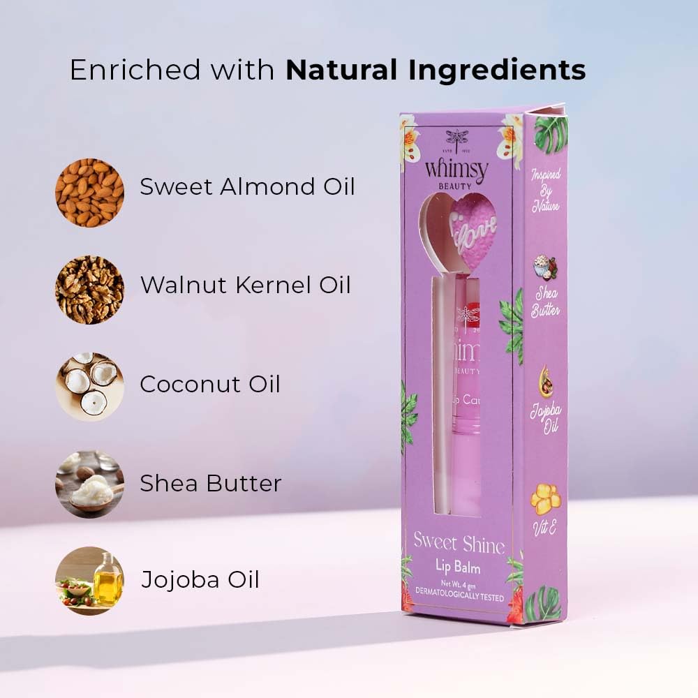 Whimsy Beauty Sweet Shine Lip Balm for Kids & Pre-Teens | Daily Lip Care with Lightweight Moisturising Formula | 4 to 16 Years | Organic, Natural Formula | Sulfate & Paraben Free | 4 gms - View 4 of 5