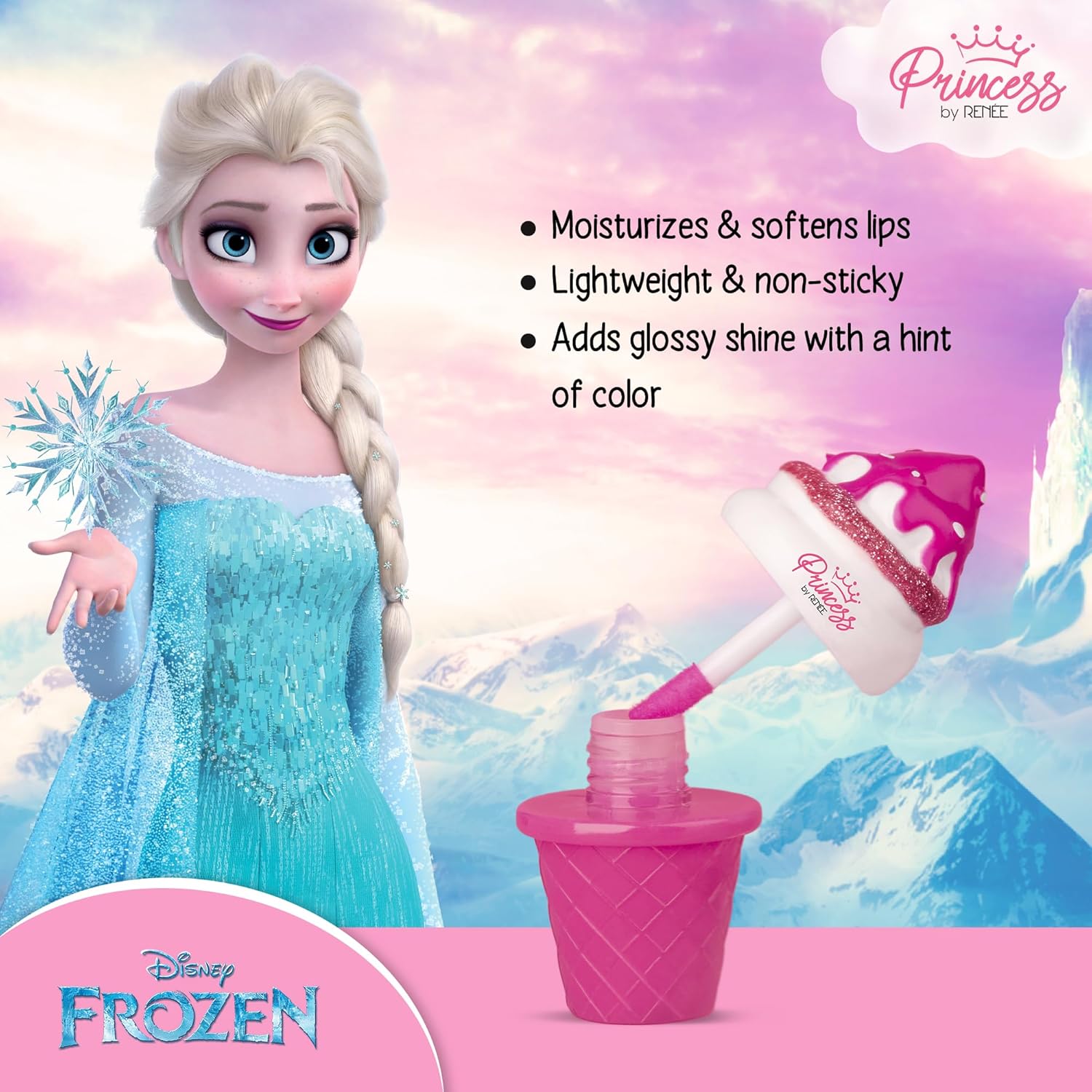 RENEE Disney Frozen Princess Icecream Lip Gloss Elsa-For Pre-Teen Girls,Enriched With Shea Butter & Apricot Oil,Adds Glossy Shine With Nourishing And Moisturizing Effect - No Parabens - 8Ml - View 4 of 4