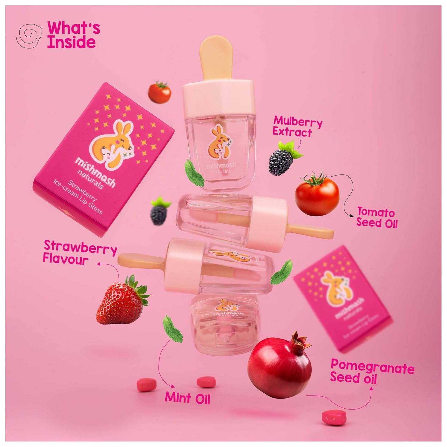 lip Gloss | Safe, Non Toxic & Ayurvedic | Shiny & Glossy Finish | With Goodness of Pomegranate Oil & Shea Butter | Nourishing Formula | for Kids, Preteens & Girls | Ages 3-14 | 12ml - View 7 of 8
