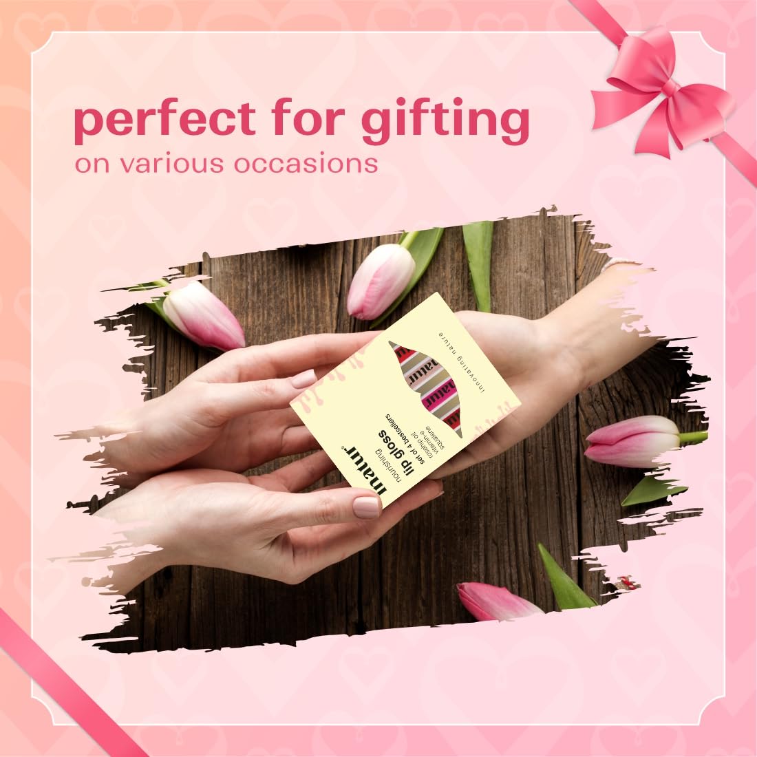 inatur Lip Gloss Gift Set – Pack of 4 (2ml Each) Angelic, Cheeky Red, Glam Pink, Attitude – Natural, Long-Lasting, Non-Sticky & Hydrating – Lip Shine for Women & Girls - View 2 of 7