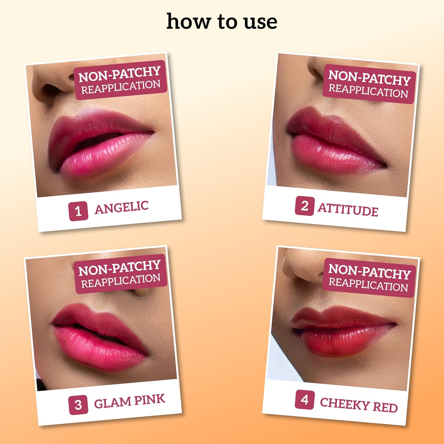 inatur Lip Gloss Gift Set – Pack of 4 (2ml Each) Angelic, Cheeky Red, Glam Pink, Attitude – Natural, Long-Lasting, Non-Sticky & Hydrating – Lip Shine for Women & Girls - View 4 of 7