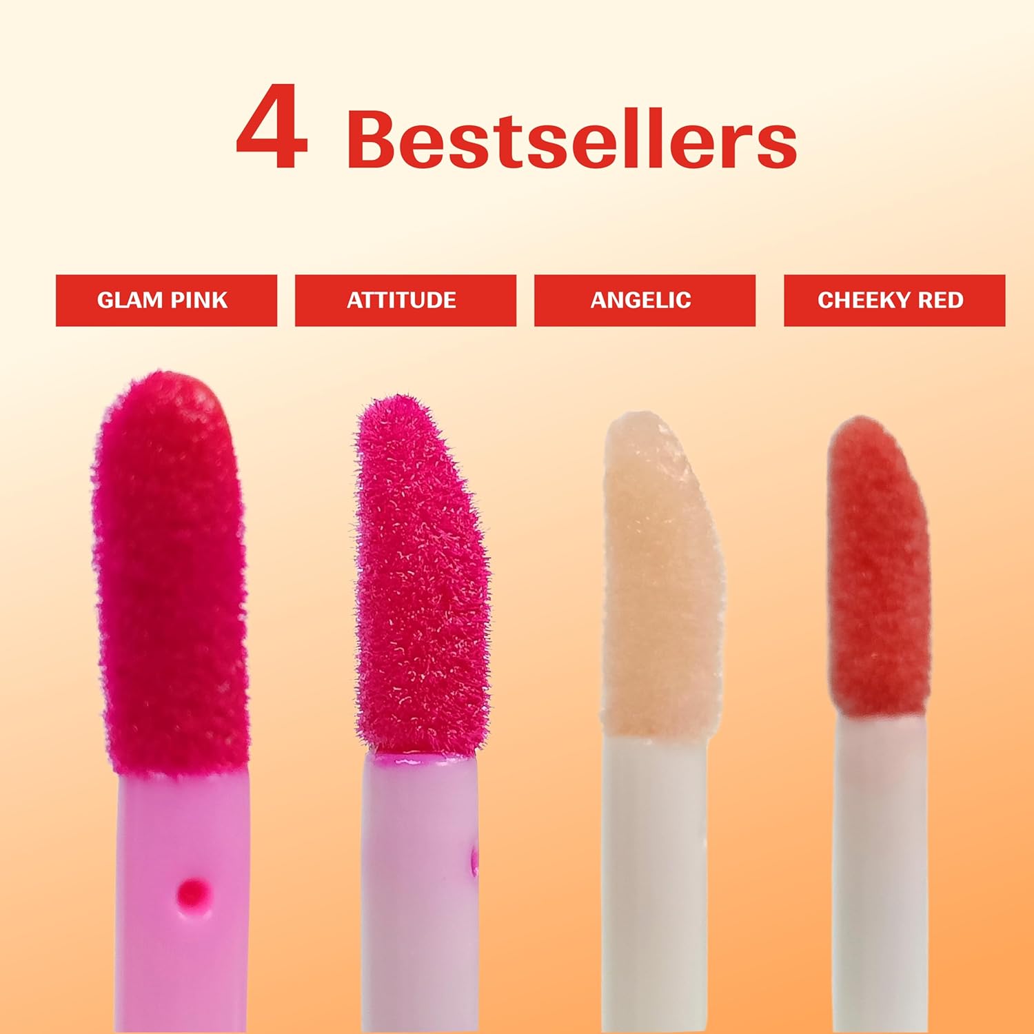 inatur Lip Gloss Gift Set – Pack of 4 (2ml Each) Angelic, Cheeky Red, Glam Pink, Attitude – Natural, Long-Lasting, Non-Sticky & Hydrating – Lip Shine for Women & Girls - View 6 of 7