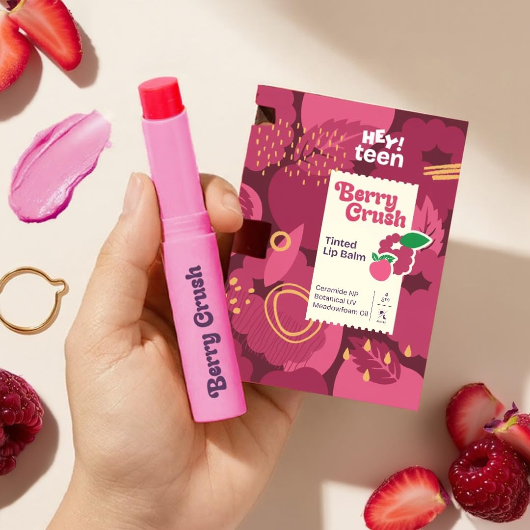 HEY TEEN Tinted Lip Balm for Girls Ages 9+ | Ceramide NP + Botanical UV + 10 Nourishing Butters | Glossy Moisturising Lip Tint for Pre-Teens & Teens | 4g (Berry Crush) - View 6 of 6