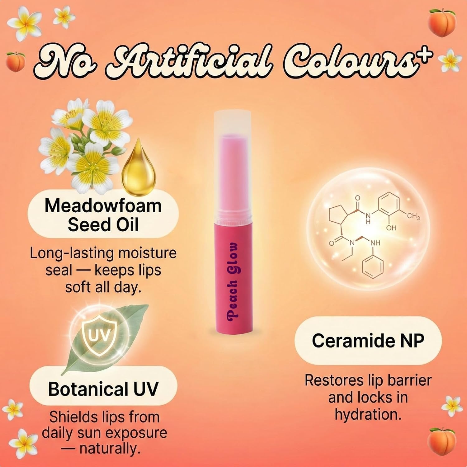 HEY TEEN Tinted Lip Balm for Teens & Young Adults | Ceramide NP, Botanical UV & Meadowfoam Oil | Glossy Moisturising Lip Tint | 4g (Peach Glow) - View 2 of 6